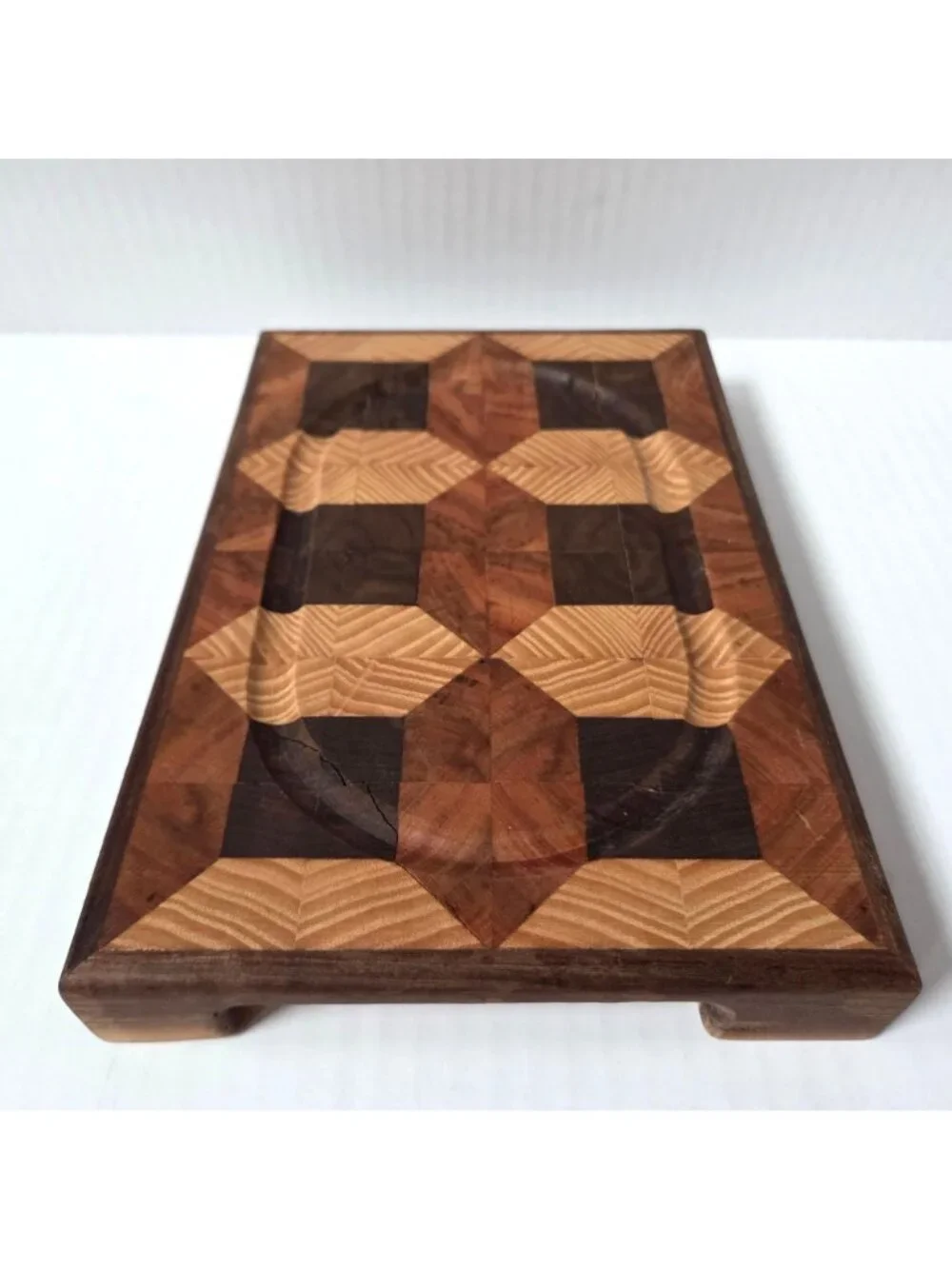 Handmade End Grain Octagon Wood Cutting Board Block Small 9.5